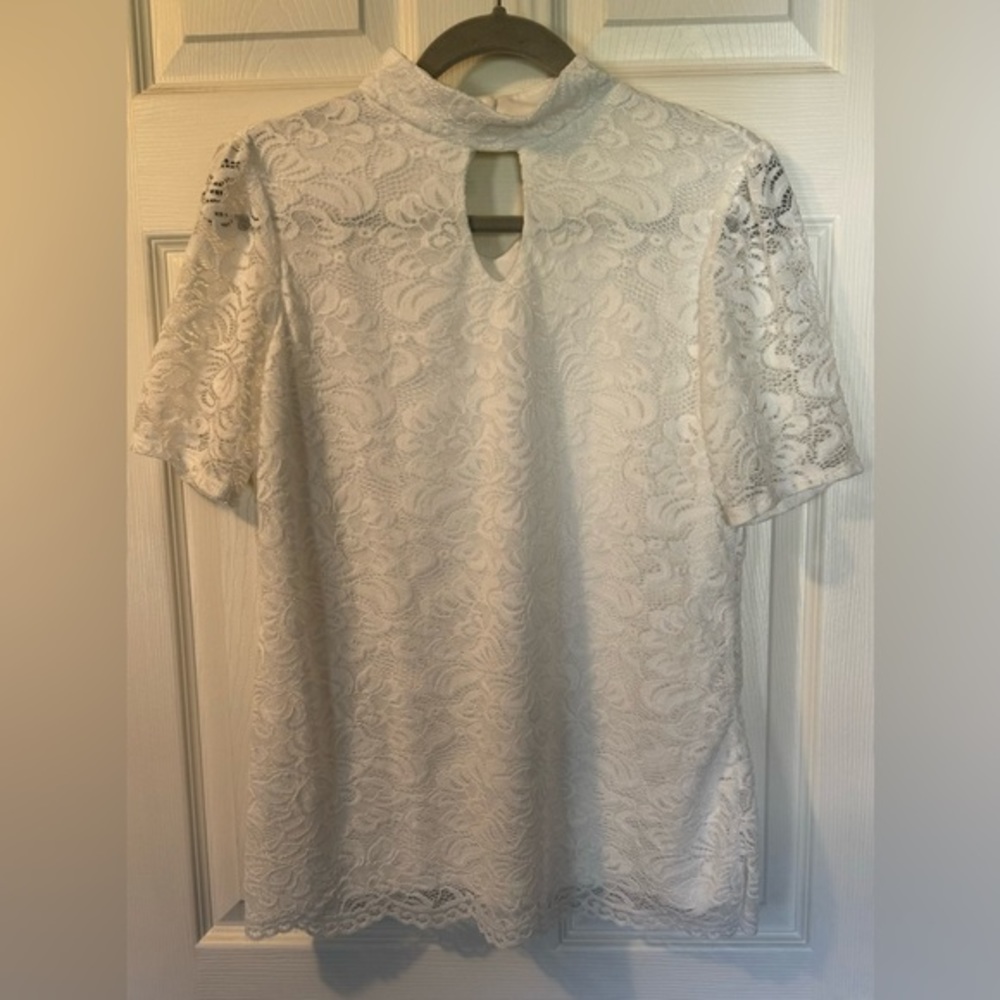 White Lace High Neck Blouse